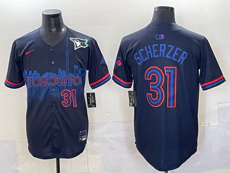 Men 2025 Toronto Blue Jays #31 Scherzer Black Joint Name Nike MLB Jersey 03->toronto blue jays->MLB Jersey